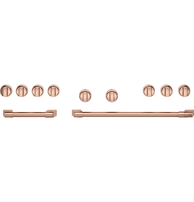 Café 48\" Brushed Copper Handle and Knob Kit for Pro Range and Rangetop - CXPR8HKPTCU