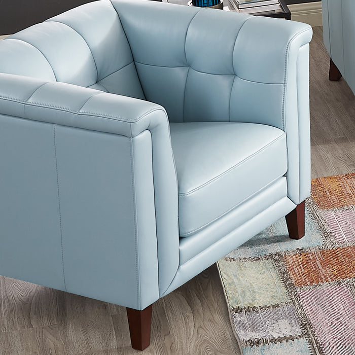 Hydeline Bodie Leather Chair - Spa Blue