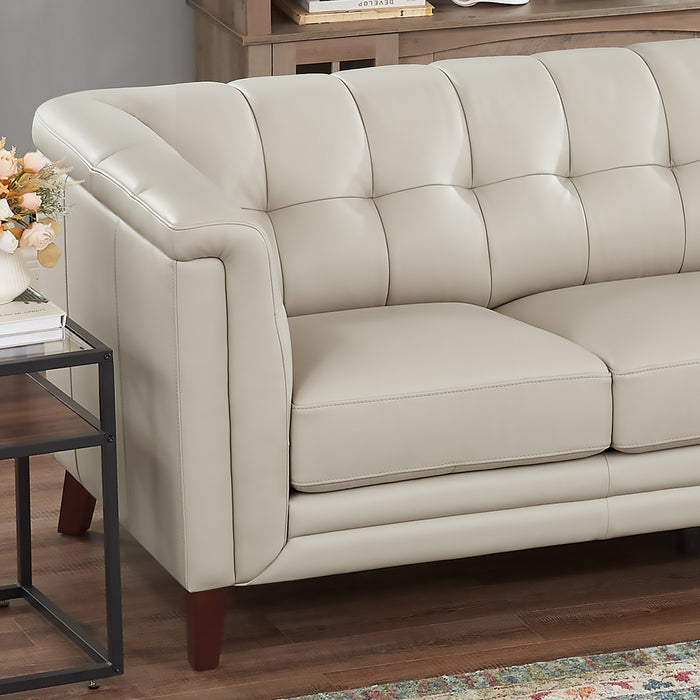 Hydeline Bodie Leather Loveseat - Vanilla