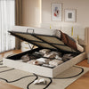Joyce Upholstered Platform Bed With Hydraulic Storage And Velvet Frame,queen Size,beige Queen Bed | Lit Plateforme Joyce Tapisse Avec Rangement Hydraulique Et Cadre En Velours, Taille Queen, Beige