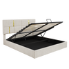 Joyce Upholstered Platform Bed With Hydraulic Storage And Velvet Frame,queen Size,beige Queen Bed | Lit Plateforme Joyce Tapisse Avec Rangement Hydraulique Et Cadre En Velours, Taille Queen, Beige