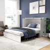 Key West Cabinet Bed With Tri-Fold Mattress - White Oak - Full Size | Lit armoire avec matelas à trois plis Key West, chêne blanc - format lit double