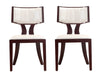 Manhattan Comfort Set of 2 Pulitzer Faux Leather Dining Chairs - Pearl White & Walnut|Ensemble 2 chaises de salle à manger Pulitzer de Manhattan Comfort en similicuir - blanc perle et noyer