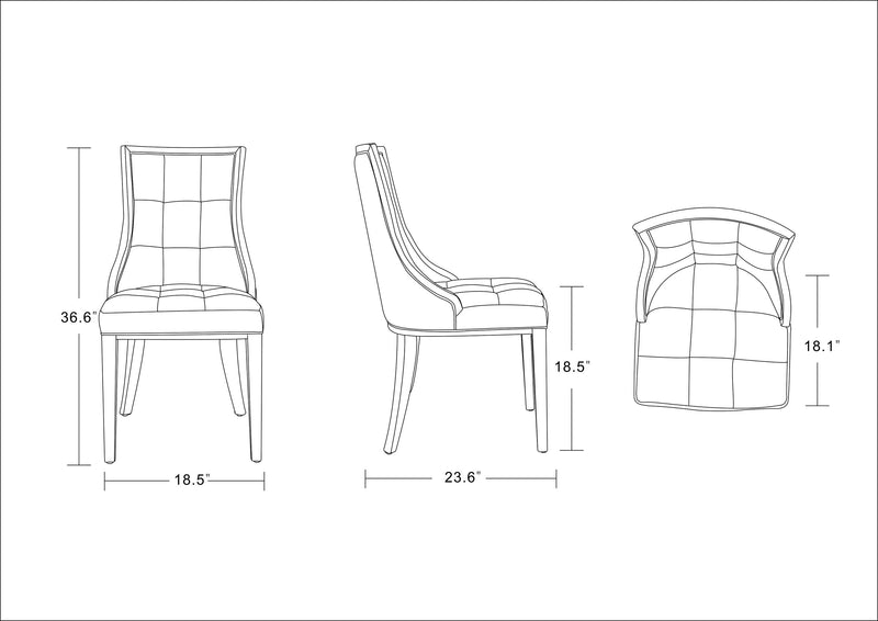Manhattan Comfort Set of 2 Fifth Avenue Faux Leather Dining Chairs - Silver & Walnut