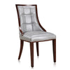 Manhattan Comfort Set of 2 Fifth Avenue Faux Leather Dining Chairs - Silver & Walnut|Ensemble 2 chaises de salle à manger Fifth Avenue de Manhattan Comfort en similicuir - argenté et noyer