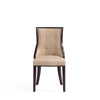 Manhattan Comfort Set of 2 Fifth Avenue Faux Leather Dining Chairs - Tan & Walnut|Ensemble 2 chaises de salle à manger Fifth Avenue de Manhattan Comfort en similicuir - tan et noyer