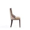 Manhattan Comfort Set of 2 Fifth Avenue Faux Leather Dining Chairs - Tan & Walnut|Ensemble 2 chaises de salle à manger Fifth Avenue de Manhattan Comfort en similicuir - tan et noyer