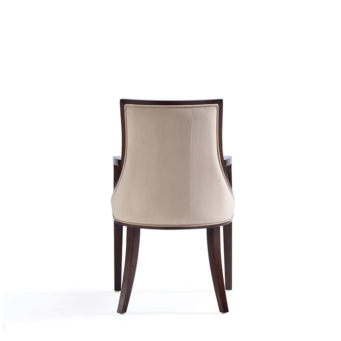 Manhattan Comfort Fifth Avenue Faux Leather Dining Chair - Tan & Walnut