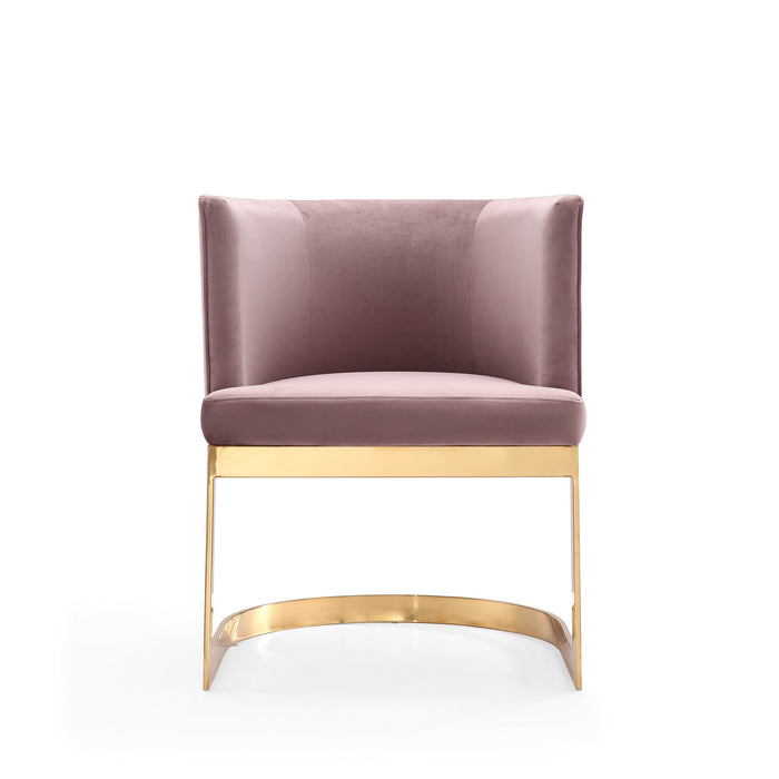Manhattan Comfort Aura Velvet Dining Chair - Blush & Polished Brass
