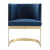 Manhattan Comfort Aura Velvet Dining Chair - Royal Blue & Polished Brass|Chaise de salle à manger Aura de Manhattan Comfort en velours - bleu roi et laiton poli
