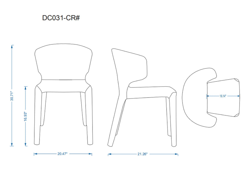 Manhattan Comfort Set of 2 Conrad Faux Leather Dining Chairs - Cream