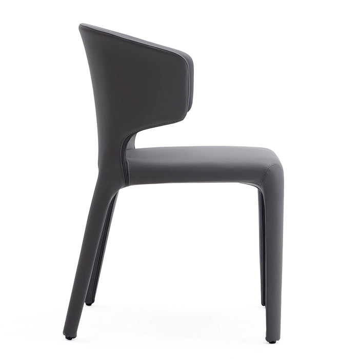 Manhattan Comfort Set of 2 Conrad Faux Leather Dining Chairs - Grey