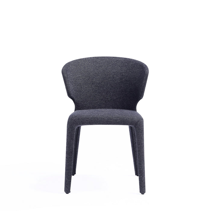 Manhattan Comfort Set of 2 Conrad Modern Woven Tweed Dining Chairs - Black
