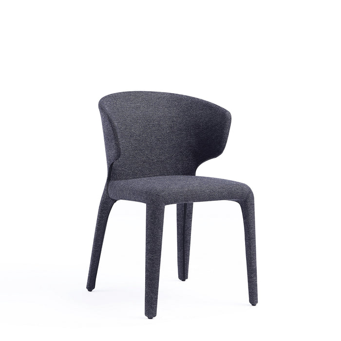 Manhattan Comfort Set of 2 Conrad Modern Woven Tweed Dining Chairs - Black
