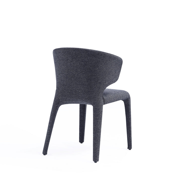 Manhattan Comfort Set of 2 Conrad Modern Woven Tweed Dining Chairs - Black