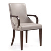 Manhattan Comfort Shubert Modern Faux Leather & Velvet Dining Armchair - Light Grey|Chaise de salle à manger à accoudoirs moderne Shubert de Manhattan Comfort en similicuir et velours - gris clair