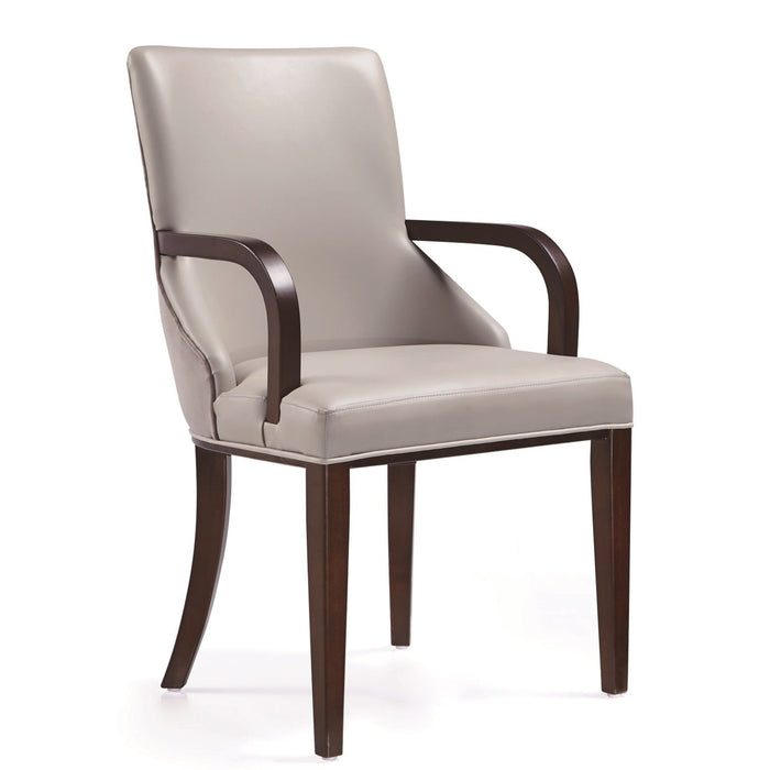 Manhattan Comfort Shubert Modern Faux Leather & Velvet Dining Armchair - Light Grey
