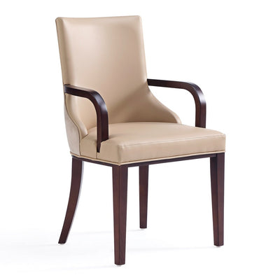 Manhattan Comfort Shubert Modern Faux Leather & Velvet Dining Chair - Tan|Chaise de salle à manger moderne Shubert de Manhattan Comfort en similicuir et velours - tan