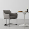 Manhattan Comfort Modern Serena Dining Armchair Upholstered Leatherette with Steel Legs - Grey|Chaise de salle à manger à accoudoirs moderne Serena de Manhattan Comfort revêtue de similicuir avec pattes en acier - grise