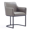 Manhattan Comfort Modern Serena Dining Armchair Upholstered Leatherette with Steel Legs - Grey|Chaise de salle à manger à accoudoirs moderne Serena de Manhattan Comfort revêtue de similicuir avec pattes en acier - grise