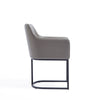 Manhattan Comfort Modern Serena Dining Armchair Upholstered Leatherette with Steel Legs - Grey|Chaise de salle à manger à accoudoirs moderne Serena de Manhattan Comfort revêtue de similicuir avec pattes en acier - grise