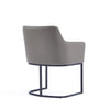 Manhattan Comfort Modern Serena Dining Armchair Upholstered Leatherette with Steel Legs - Grey|Chaise de salle à manger à accoudoirs moderne Serena de Manhattan Comfort revêtue de similicuir avec pattes en acier - grise