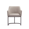 Manhattan Comfort Modern Serena Dining Armchair Upholstered Leatherette with Steel Legs - Light Grey|Chaise de salle à manger à accoudoirs moderne Serena de Manhattan Comfort revêtue de similicuir avec pattes en acier - gris clair