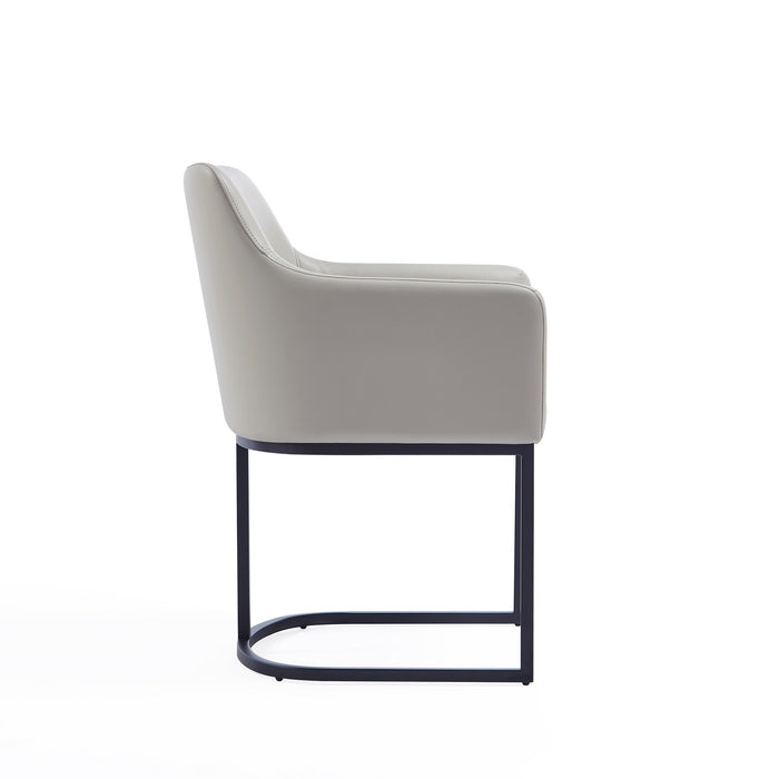 Manhattan Comfort Modern Serena Dining Armchair Upholstered Leatherette with Steel Legs - Light Grey