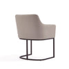 Manhattan Comfort Modern Serena Dining Armchair Upholstered Leatherette with Steel Legs - Light Grey|Chaise de salle à manger à accoudoirs moderne Serena de Manhattan Comfort revêtue de similicuir avec pattes en acier - gris clair