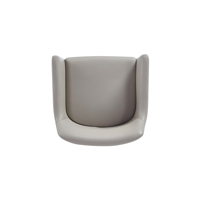 Manhattan Comfort Modern Serena Dining Armchair Upholstered Leatherette with Steel Legs - Light Grey
