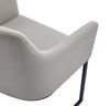 Manhattan Comfort Modern Serena Dining Armchair Upholstered Leatherette with Steel Legs - Light Grey|Chaise de salle à manger à accoudoirs moderne Serena de Manhattan Comfort revêtue de similicuir avec pattes en acier - gris clair