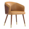 Manhattan Comfort Modern Reeva Dining Chair Upholstered Leatherette with Beech Wood Back & Solid Wood Legs - Walnut & Camal