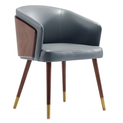 Manhattan Comfort Modern Reeva Dining Chair Upholstered Leatherette with Beech Wood Back & Solid Woo|Chaise de salle à manger moderne Reeva de Manhattan Comfort revêtue de similicuir avec dossier en hê