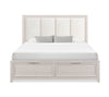 Elana Storage Bed with Upholstered Headboard, Beige – Queen Size | Lit de rangement Elana avec tête de lit rembourrée, beige - format grand lit
