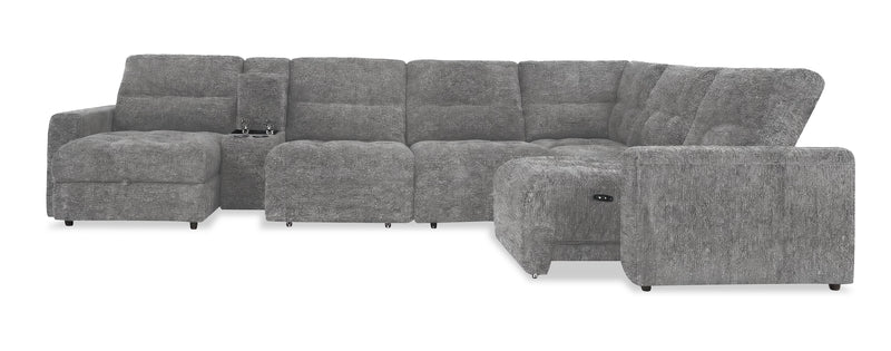 Scott Living Elevate Modular 7-Piece Left-Facing Chenille Fabric Power Sliding Sectional with Storage - Grey