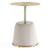 Manhattan Comfort Modern Anderson End Table 1.0 Upholstered Leatherette with Gold Tabletop - Cream|Table de bout moderne Anderson 1.0 de Manhattan Comfort avec revêtement en similicuir et dessus de table doré - crème