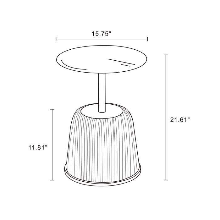 Manhattan Comfort Modern Anderson End Table 1.0 Upholstered Leatherette with Gold Tabletop - Cream