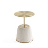 Manhattan Comfort Modern Anderson End Table 1.0 Upholstered Leatherette with Gold Tabletop - Cream|Table de bout moderne Anderson 1.0 de Manhattan Comfort avec revêtement en similicuir et dessus de table doré - crème
