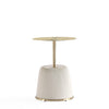Manhattan Comfort Modern Anderson End Table 1.0 Upholstered Leatherette with Gold Tabletop - Cream|Table de bout moderne Anderson 1.0 de Manhattan Comfort avec revêtement en similicuir et dessus de table doré - crème