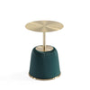 Manhattan Comfort Modern Anderson End Table 1.0 Upholstered Leatherette with Gold Tabletop - Green|Table de bout moderne Anderson 1.0 de Manhattan Comfort avec revêtement en similicuir et dessus de table doré - verte