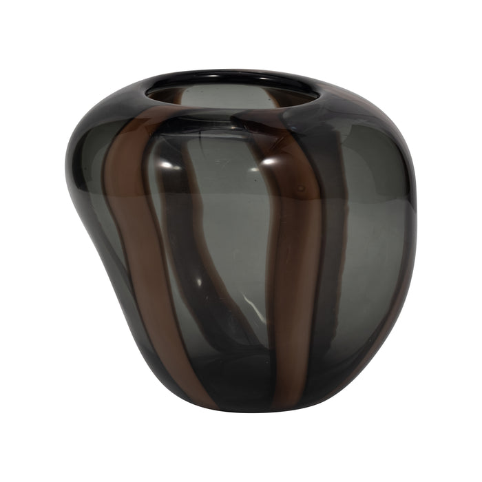 7\" Bayle Small Striped Glass Vase - Brown