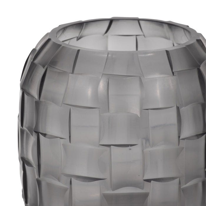 Jordan Glass 6\" Woven Finish Vase - Grey