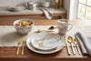 20-Piece Grey Marble Porcelain Dinnerware Set with Gold Veining & Gold Flatware | Ensemble de Vaisselle Complet 20 Pieces en Porcelaine Effet Marbre Gris et Or