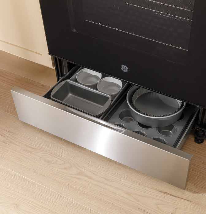 GE 5 Cu. Ft. Electric Range with True European Convection and Air Fry - Stainless Steel - JCB840STSS
