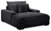 Alto 58" Ultra Plush Faux Fur Fabric Chaise Lounge with Dual Cupholders and USB Port - Ebony | Fauteuil long Alto de 58 po en tissu de fausse fourrure très douce avec deux porte-gobelets et port USB - ebony