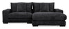 Alto 2-Piece Ultra Plush Faux Fur Fabric Sectional with Dual Cupholders and USB Ports - Ebony | Sofa sectionnel Alto 2 pièces en tissu de fausse fourrure très douce avec deux porte-gobelets et ports USB - ebony
