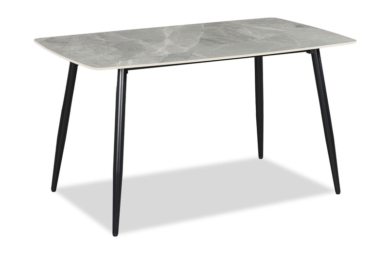 Arlo 5pc Dining Set with Table & 4 Grey Chairs, Sintered Stone & Metal, 55\"W - Grey/Black
