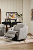 Cindy Crawford Home Aspen 33.5" Fabric Swivel Power Reclining Chair with Power Footrest - Silver | Fauteuil pivotant à inclinaison électrique Aspen de Cindy Crawford Home de 33,5 po en tissu avec repose-pieds électrique - argenté