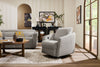Cindy Crawford Home Aspen 33.5" Fabric Swivel Power Reclining Chair with Power Footrest - Silver | Fauteuil pivotant à inclinaison électrique Aspen de Cindy Crawford Home de 33,5 po en tissu avec repose-pieds électrique - argenté