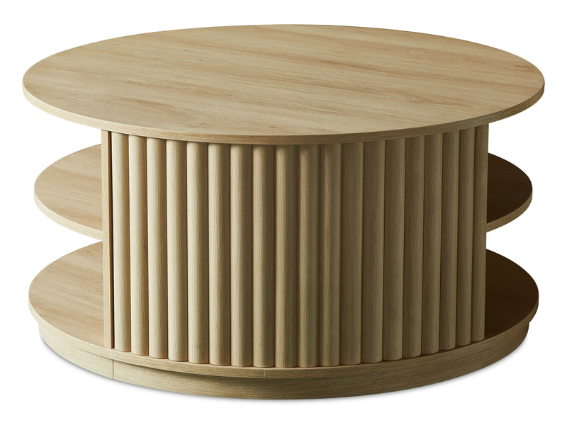 Juniper 35\" Modern Coffee Table with Casters – Natural Oak